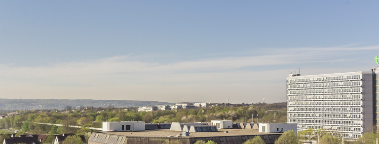 Panorama Campus Nord mit Mensa, Mathegebäude und Bibliothek